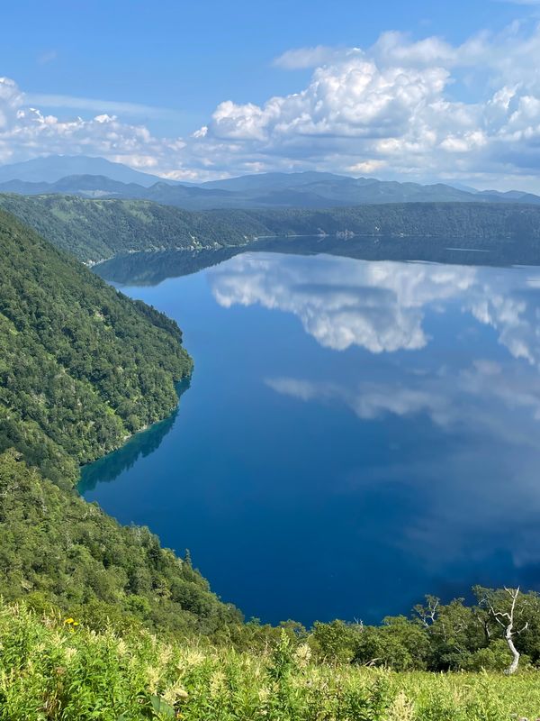 日本・北海道「爽やか！夏の北海道」の写真：霧の摩周湖、快晴！
と思ったら雲が少し出...