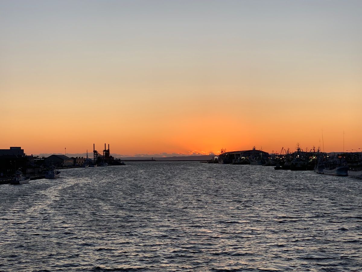 釧路港から見えた夕焼け