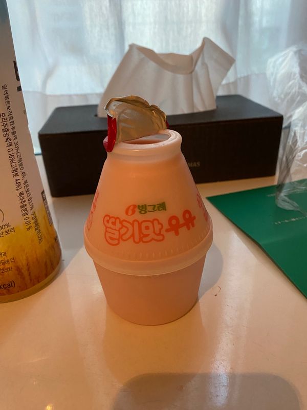 大韓民国 (韓国)・ソウル「3年ぶり海外！」の写真：最終日、いちご牛乳でスタート
飛行機がお...