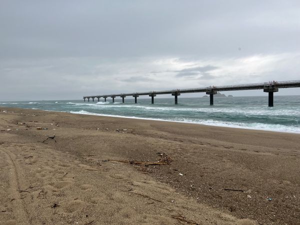 日本・鳥取県「ぶらり鳥取」の写真：鳥取空港の横にある伏野海岸は、滑走路の誘...