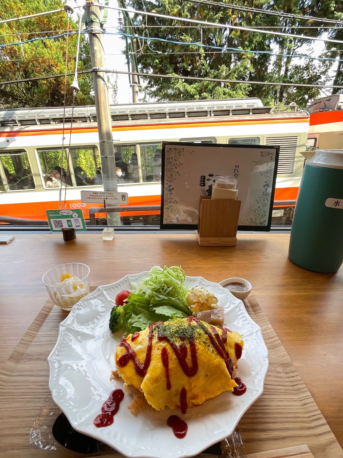 箱根登山鉄道で途中下車して、スイッチバックを眺められるカフェでランチしました。