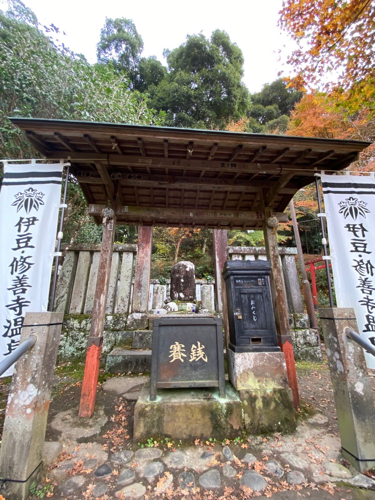 かわいいお地蔵さん。○修○竹の小径。源頼朝家の墓。
あまご茶屋の天蕎麦😋