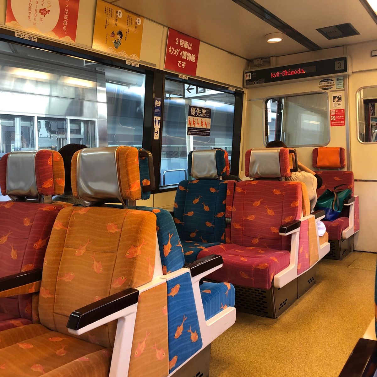 伊豆急行、普通列車なのに豪華。
海沿いを走るので景色もキレイ。
展望スペー...