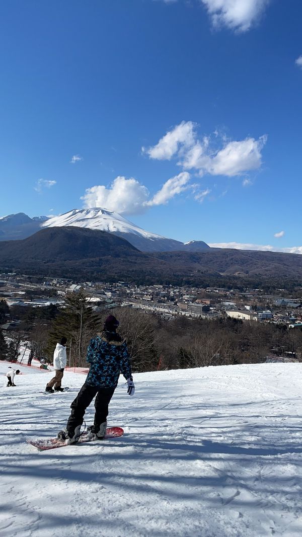 日本・軽井沢「初のスノボー」の写真
