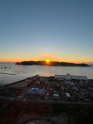 橋杭岩の夕焼けと朝焼け