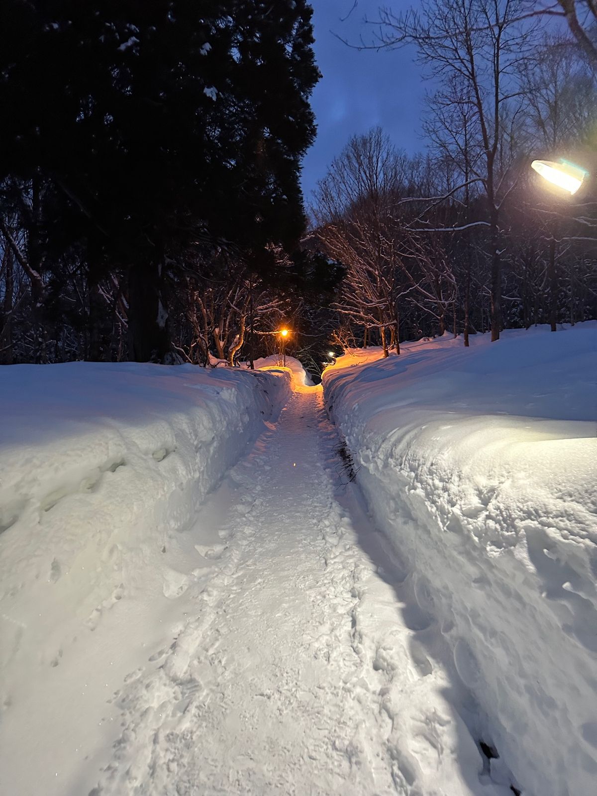 雪道を50メートルほど歩き露天風呂「唐子の湯」へ

外はマイナス5度。脱衣...