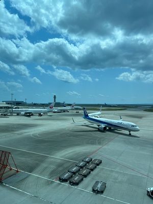 ●羽田東急エクセルホテルの部屋から見た羽田空港
●機上から見た空
●着陸ち...