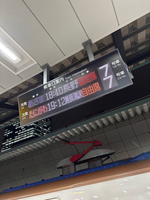 子供達の塾終了をピックアップしそのまま東京駅へ。駅で簡単に夕食を食べ軽井沢...