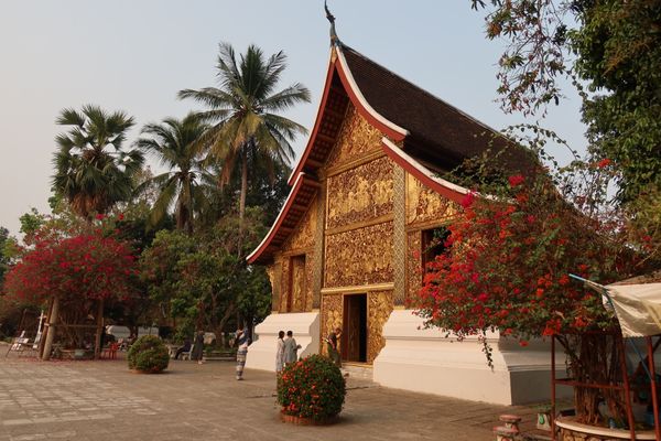 ラオス人民民主共和国・ルアンパバーン「ラオス🇱🇦」の写真：夕陽に照らされたワットシェントーンと、メ...