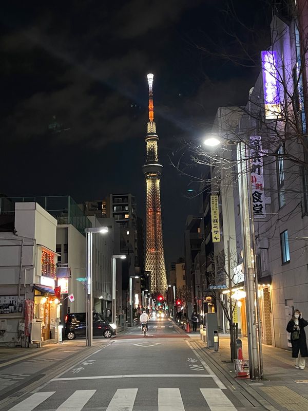 日本・東京「春の日本帰国」の写真：押上のエアビーから錦糸町のホテルに移動。...