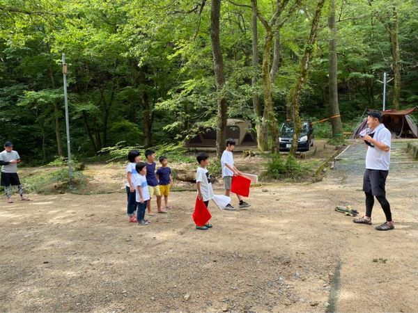 日本・滋賀県「グルキャン at マキノ高原キャンプ場」の写真：朝のゲーム大会
