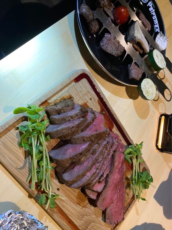 日本・岐阜県「グルキャン at 宮島キャンプ場」の写真：ローストビーフ。
美味。