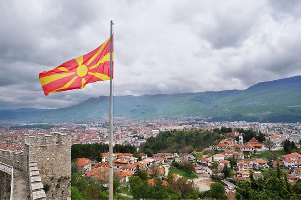 マケドニア共和国・Ohrid「バルカン半島旅行」の写真：オフリドの街並み
