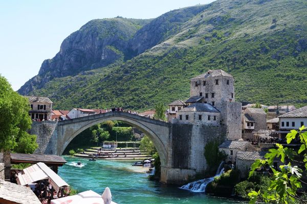 マケドニア共和国・Ohrid「バルカン半島旅行」の写真：モスタールの町