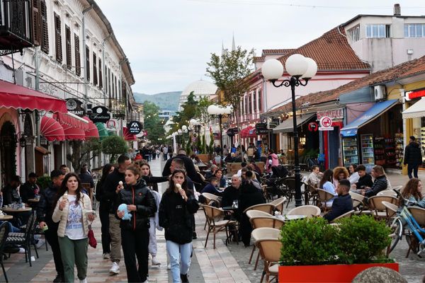 マケドニア共和国・Ohrid「バルカン半島旅行」の写真：ショコドラの街並み