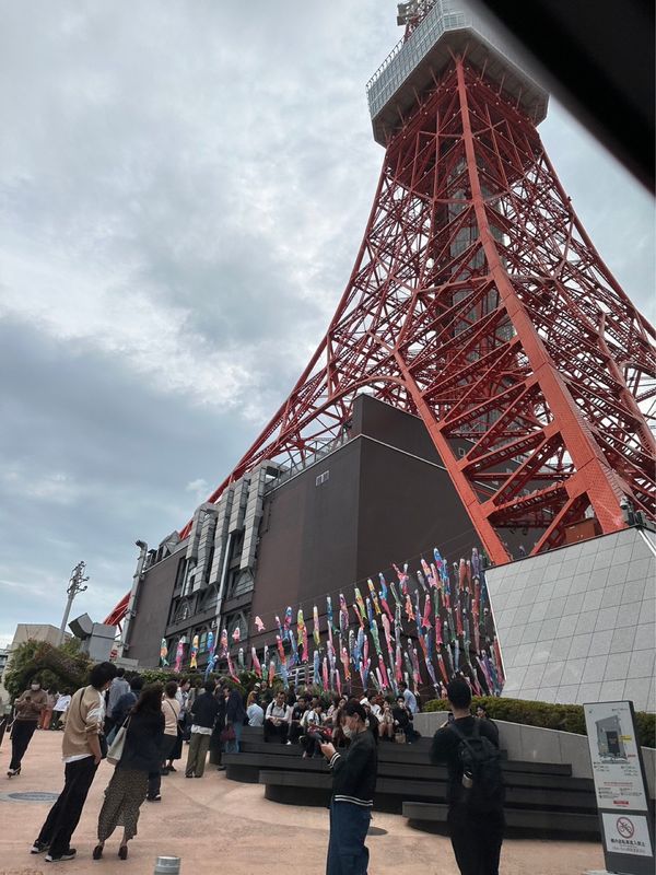 日本・東京都「東京観光」の写真：東京タワー。
鯉のぼりがいっぱい。