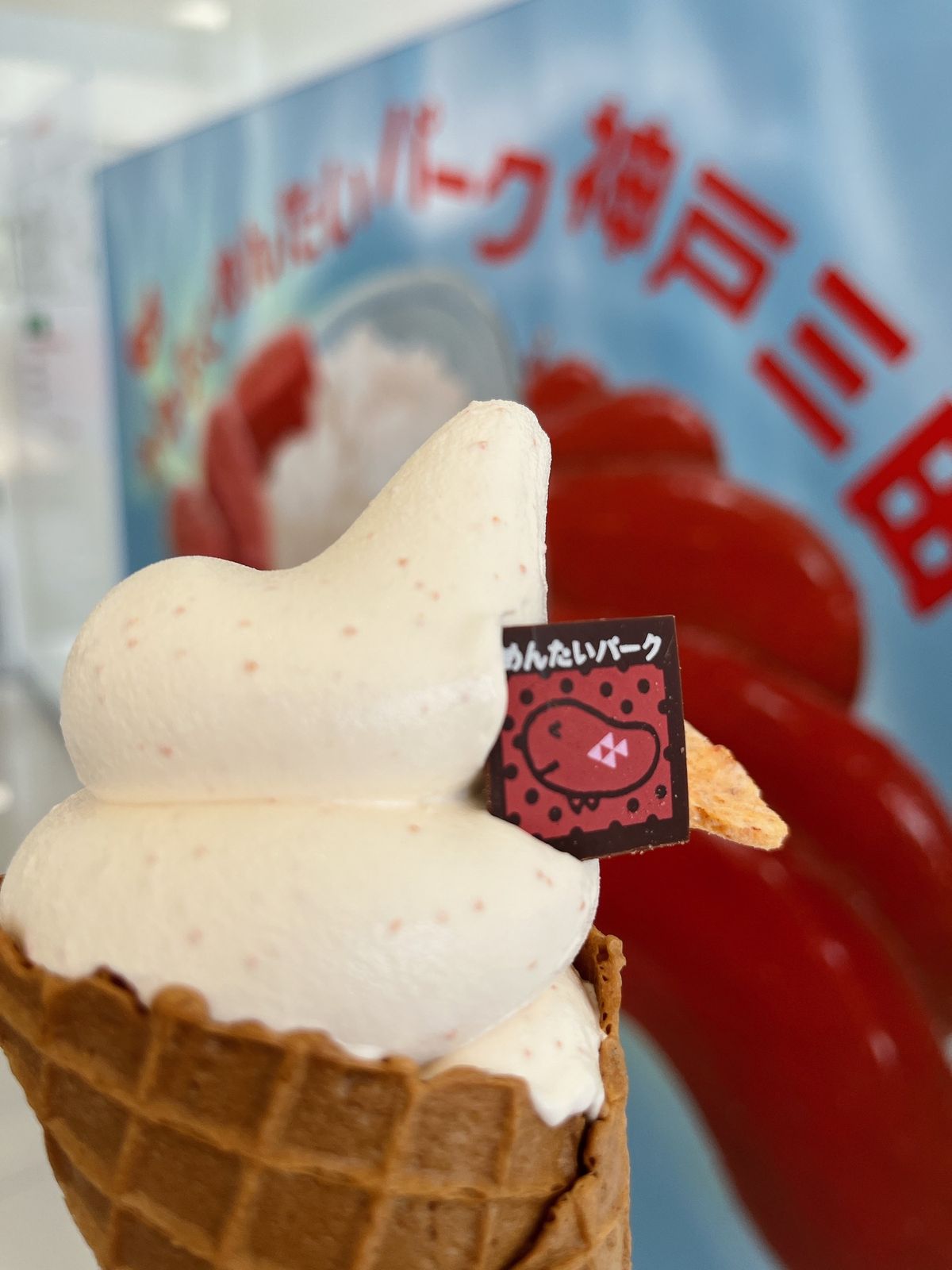めんたいソフトクリーム🍦
めんたいのつぶつぶも入っていて、ピリ辛で美味しかった😋