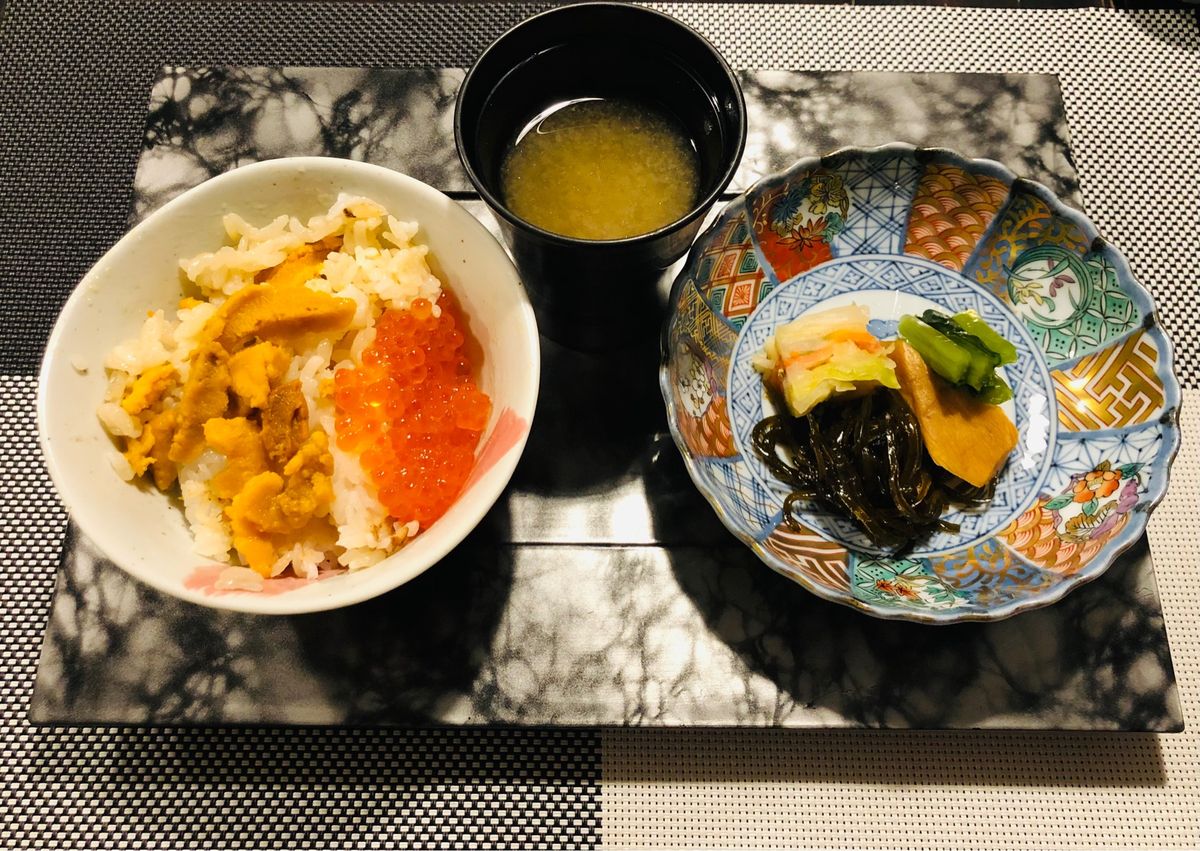 昨晩とは違い、雲丹・イクラご飯にしてくださいました。