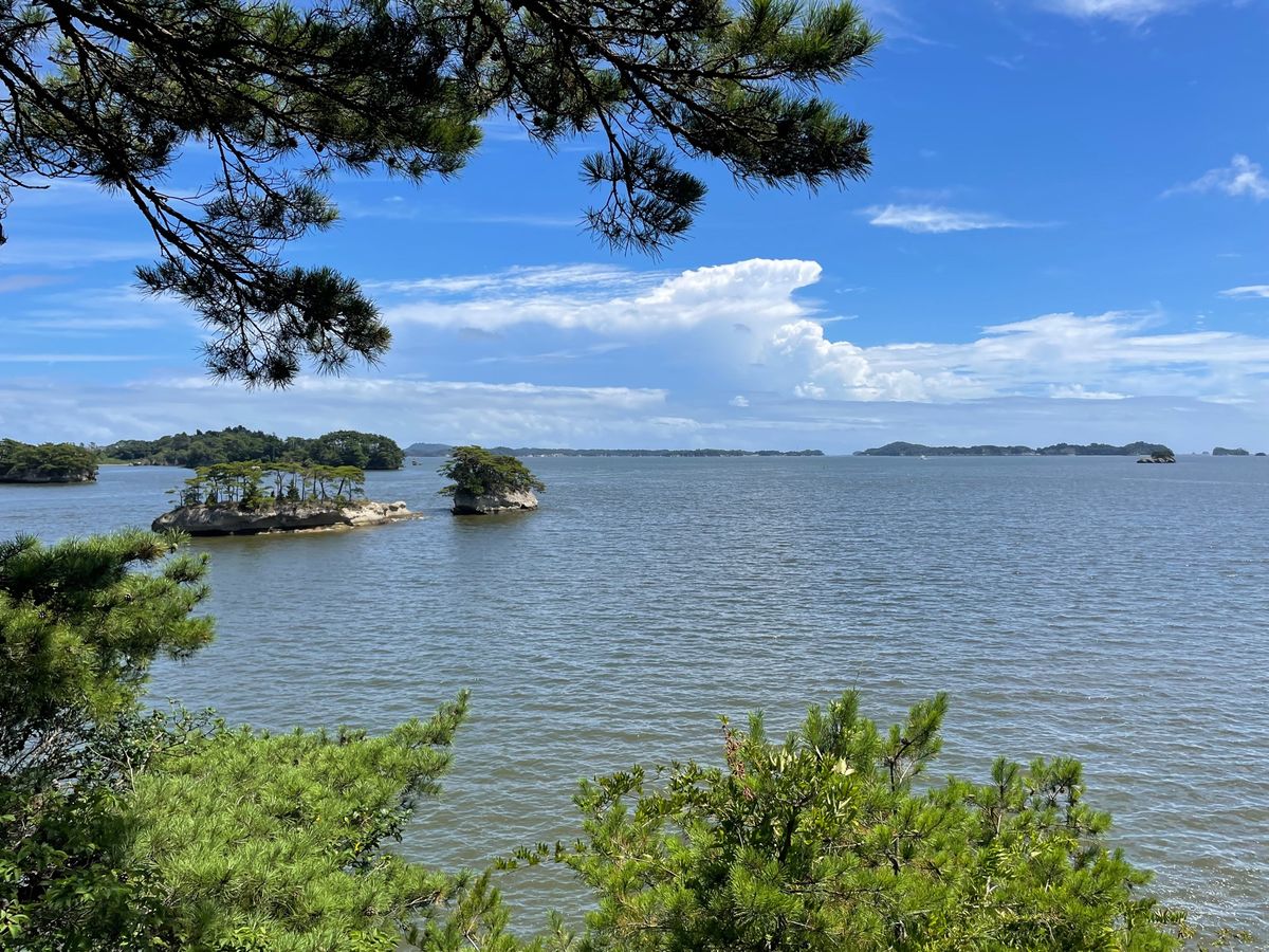 日本三景の一つ松島。台風の影響もなく、予想外に良いお天気に恵まれました。