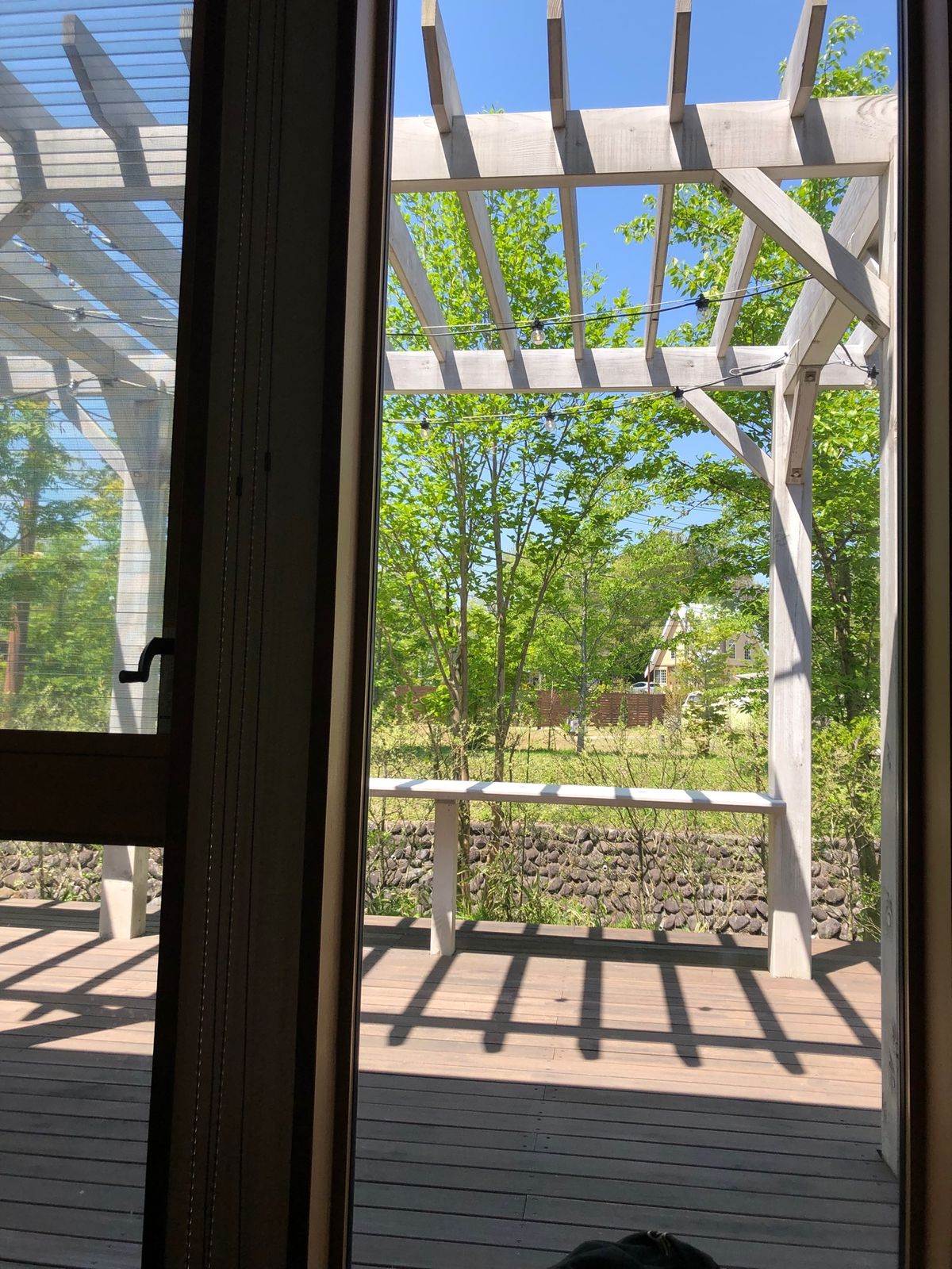 那須高原の新緑の景色   カフェの座席から見える美しい緑の景色✨