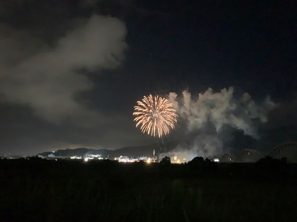 日本・静岡県「富士川花火」の写真：富士川祭りで花火打ち上げ‼️