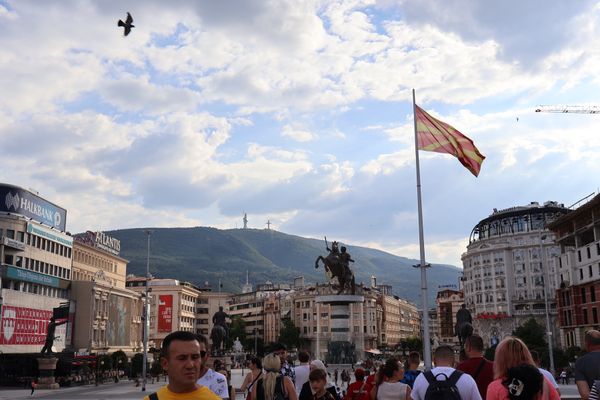 マケドニア共和国・スコピエ「東欧周遊🇹🇷🇧🇬🇲🇰🇦🇱🇬🇷🇫🇮の旅」の写真：北マケドニアのスコピエ。共産主義の雰囲気...
