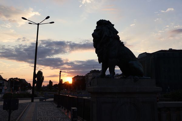 マケドニア共和国・スコピエ「東欧周遊🇹🇷🇧🇬🇲🇰🇦🇱🇬🇷🇫🇮の旅」の写真：次の国への移動日前日。ライオン橋のベンチ...