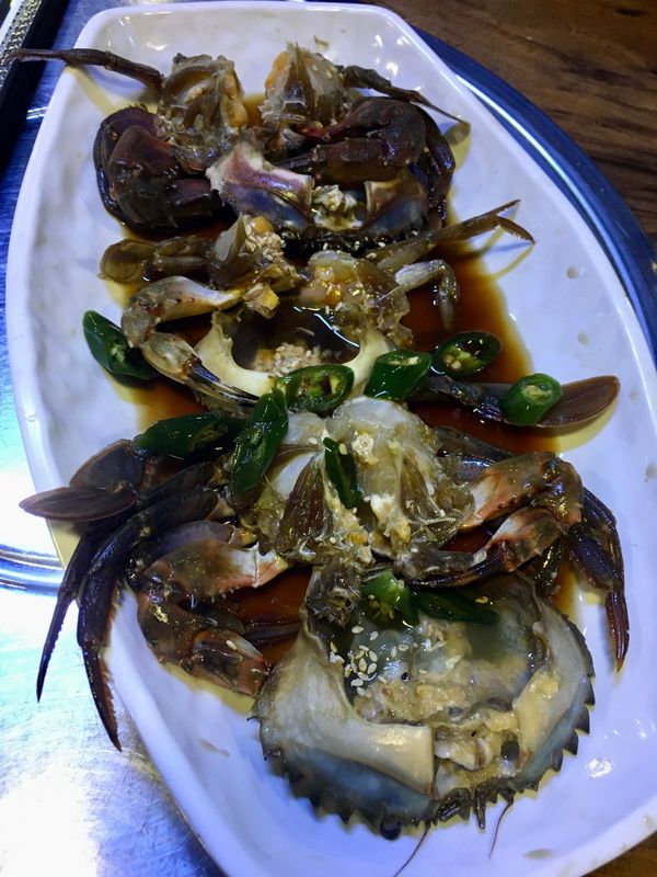 大韓民国 (韓国)・ソウル「NRT ✈︎ HKG ✈︎ ICN ✈︎ NRT」の写真：晩御飯は海鮮にしました🦞

カンジャンケ...