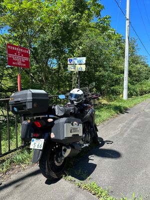 600kmポスト
途中の道の駅でライダーの勤めを果たす
ブルーベリーソフト...