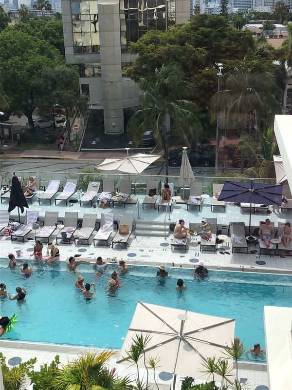 アメリカ(米国)・ニューヨーク「2022.04 ORD.MIA.JFK」の写真：ホテルのプールへ
水は濁っていて、こちら...