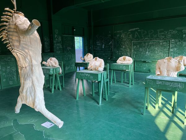 日本・岡山県「岡山ART巡り」の写真：旧小学校での作品。見応えあり！！