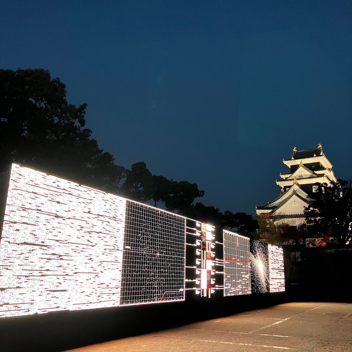 岡山城での池田亮司さんの作品！
これが岡山の目的。