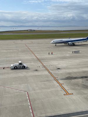 神戸空港に着いて飛行機を見ながらモーニング
屋上？になぜかブロッコリーがあ...