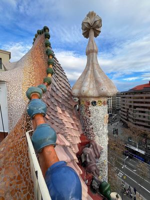 スペイン🇪🇸パルセロナ
カサ・バトリョ（世界遺産登録
●ライトアップされた...