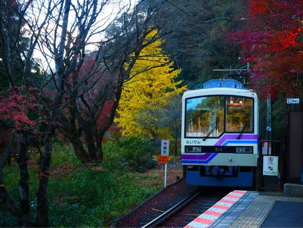日本・京都府「京都 紅葉旅」の写真：貴船口駅と鞍馬駅